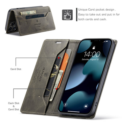 AUTSPACE A01 Series Retro Matte Leather Wallet Case with RFID Blocking Stand Flip Magnetic Cover for iPhone 13 Pro Max 6.7 inch