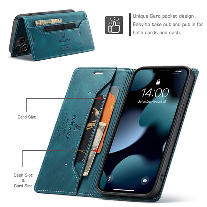AUTSPACE A01 Series Retro Matte Leather Wallet Case with RFID Blocking Stand Flip Magnetic Cover for iPhone 13 Pro Max 6.7 inch
