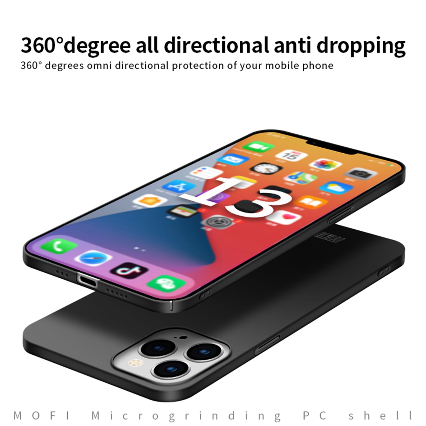 MOFI Shield Slim Frosted Finish Surface Hard Plastic Cell Phone Back Case Protector for iPhone 13 Pro Max 6.7 inch