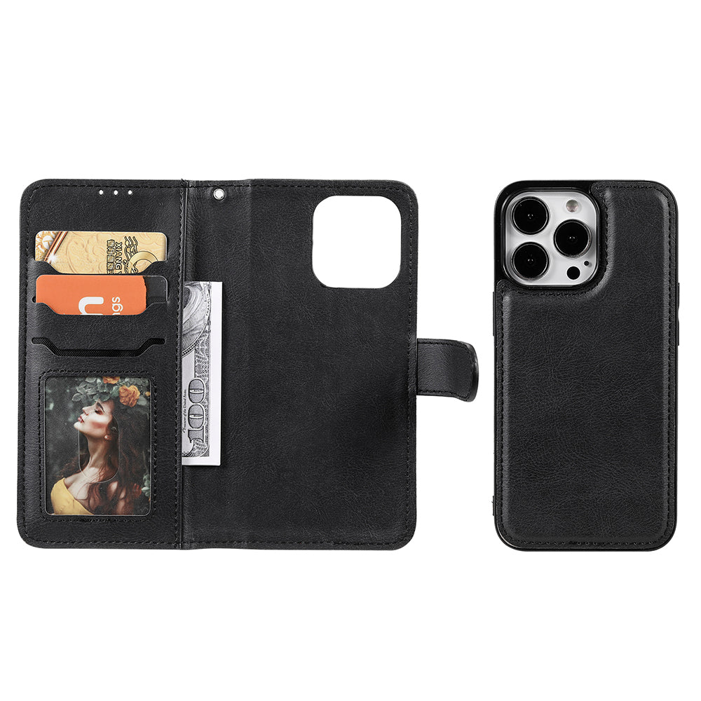 KT Leather Series-3 Detachable 2-in-1 Wallet Shockproof Magnetic Design Stand Leather Case for iPhone 13 Pro Max 6.7 inch