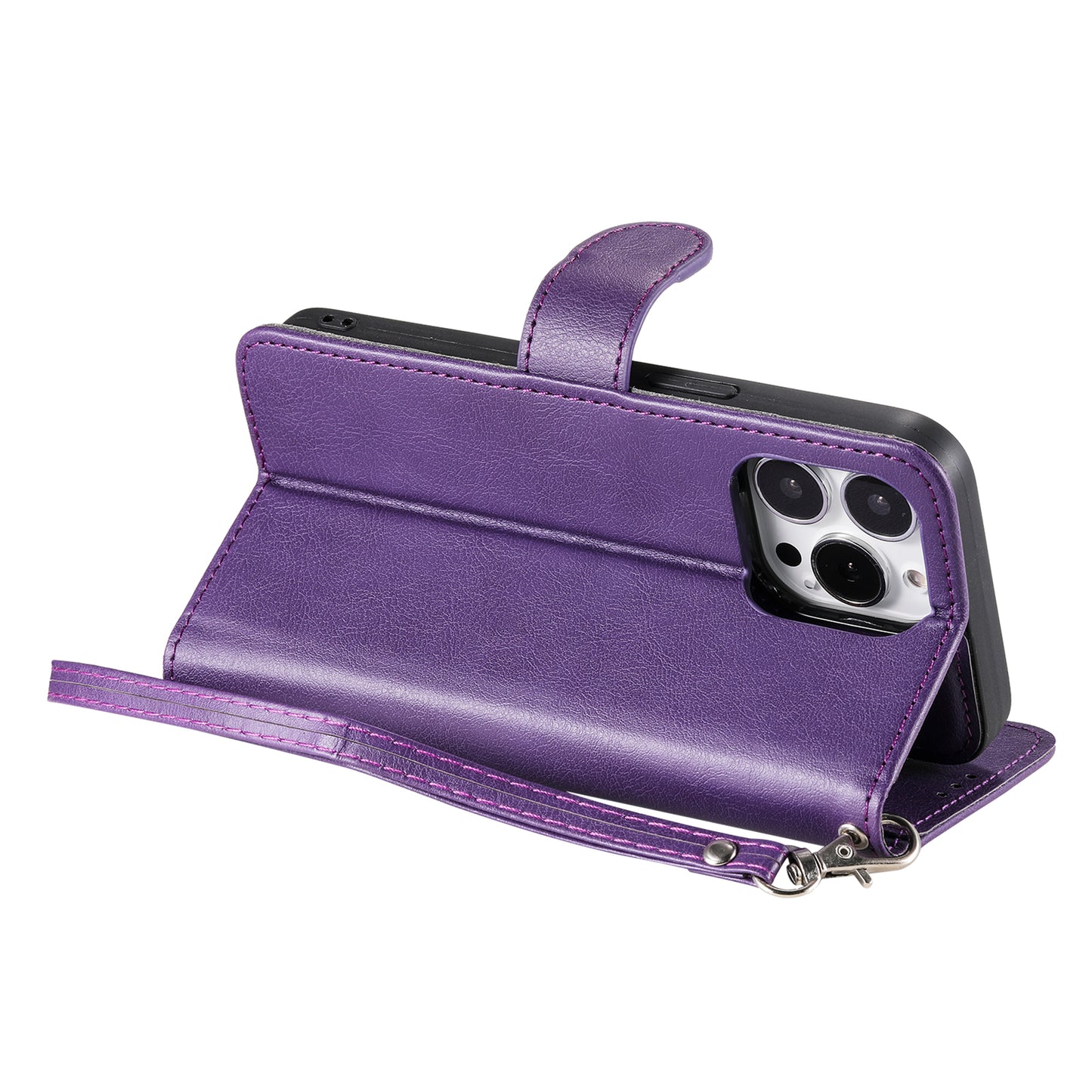 KT Leather Series-3 Detachable 2-in-1 Wallet Shockproof Magnetic Design Stand Leather Case for iPhone 13 Pro Max 6.7 inch
