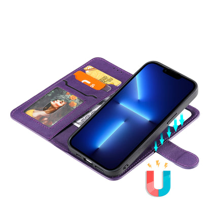 KT Leather Series-3 Detachable 2-in-1 Wallet Shockproof Magnetic Design Stand Leather Case for iPhone 13 Pro Max 6.7 inch