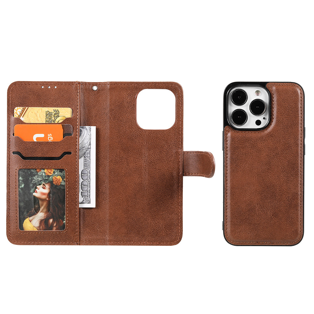 KT Leather Series-3 Detachable 2-in-1 Wallet Shockproof Magnetic Design Stand Leather Case for iPhone 13 Pro Max 6.7 inch