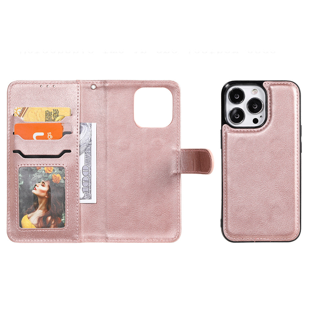 KT Leather Series-3 Detachable 2-in-1 Wallet Shockproof Magnetic Design Stand Leather Case for iPhone 13 Pro Max 6.7 inch