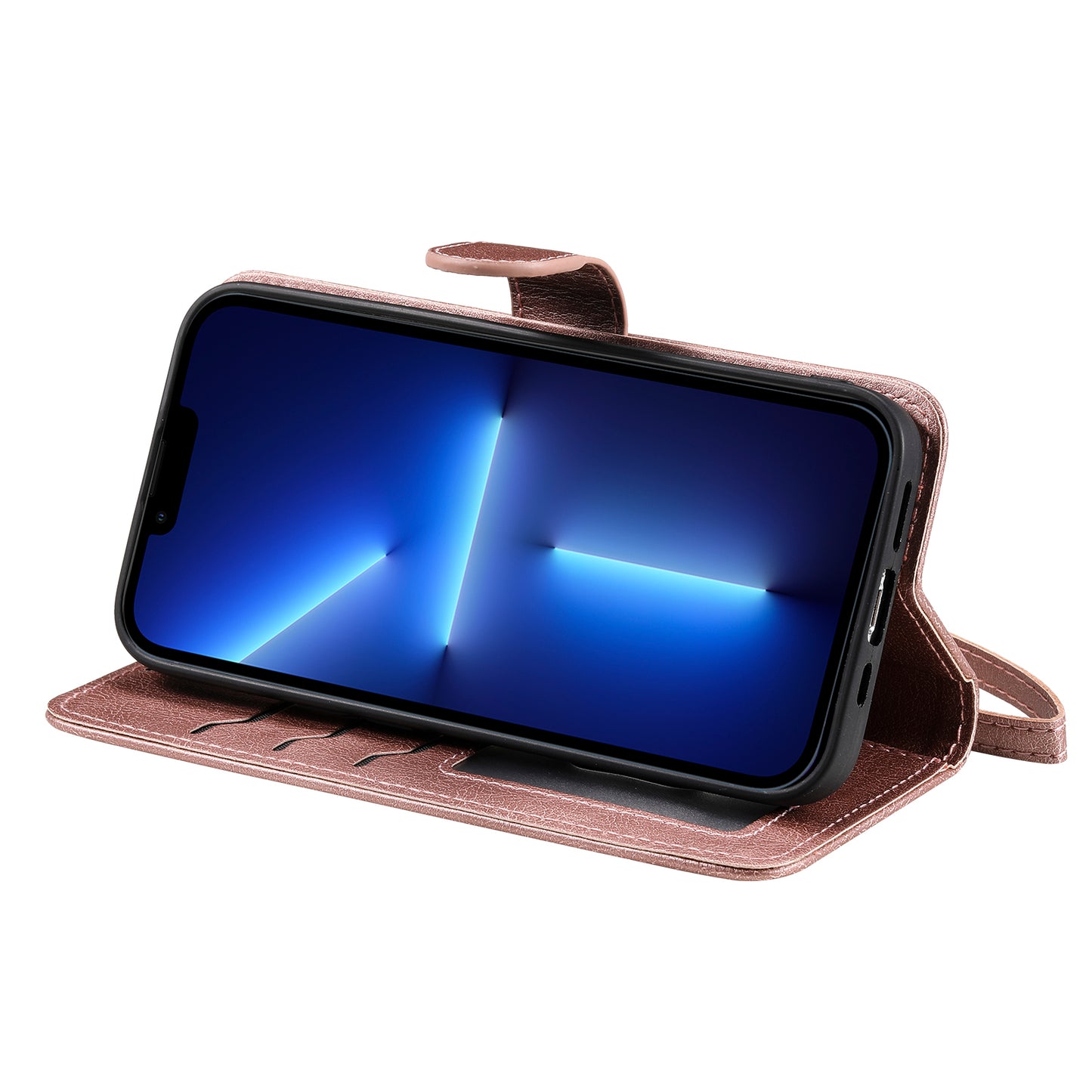 KT Leather Series-3 Detachable 2-in-1 Wallet Shockproof Magnetic Design Stand Leather Case for iPhone 13 Pro Max 6.7 inch