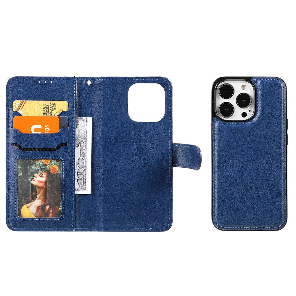 KT Leather Series-3 Detachable 2-in-1 Wallet Shockproof Magnetic Design Stand Leather Case for iPhone 13 Pro Max 6.7 inch