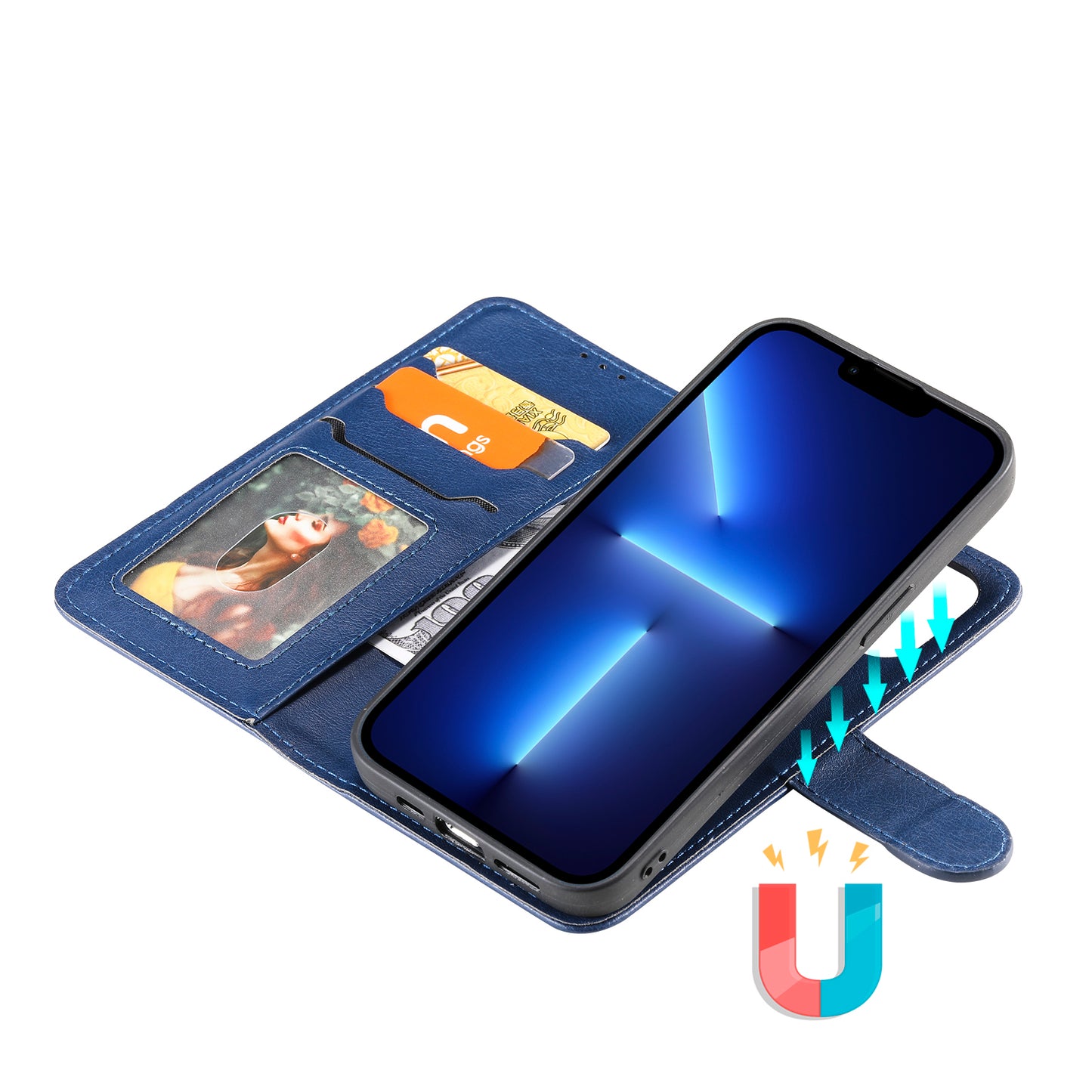 KT Leather Series-3 Detachable 2-in-1 Wallet Shockproof Magnetic Design Stand Leather Case for iPhone 13 Pro Max 6.7 inch