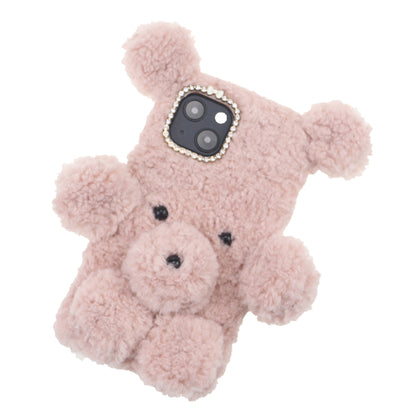 3D Furry Bear Plush Doll Anti-fall TPU Phone Case Shell for iPhone 13 6.1 inch