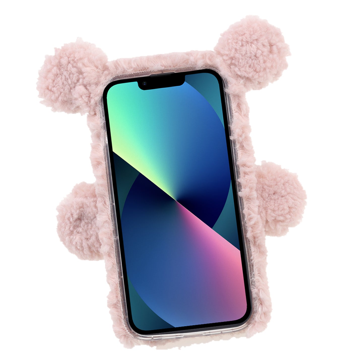 3D Furry Bear Plush Doll Anti-fall TPU Phone Case Shell for iPhone 13 6.1 inch