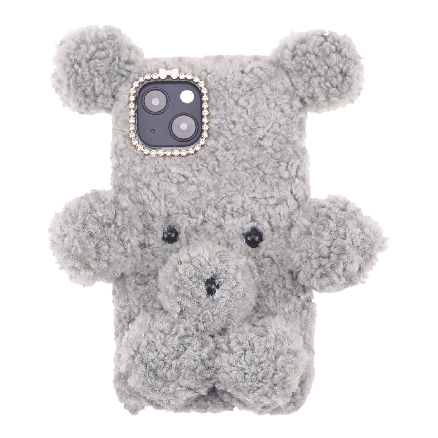 3D Furry Bear Plush Doll Anti-fall TPU Phone Case Shell for iPhone 13 6.1 inch