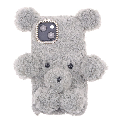 3D Furry Bear Plush Doll Anti-fall TPU Phone Case Shell for iPhone 13 6.1 inch