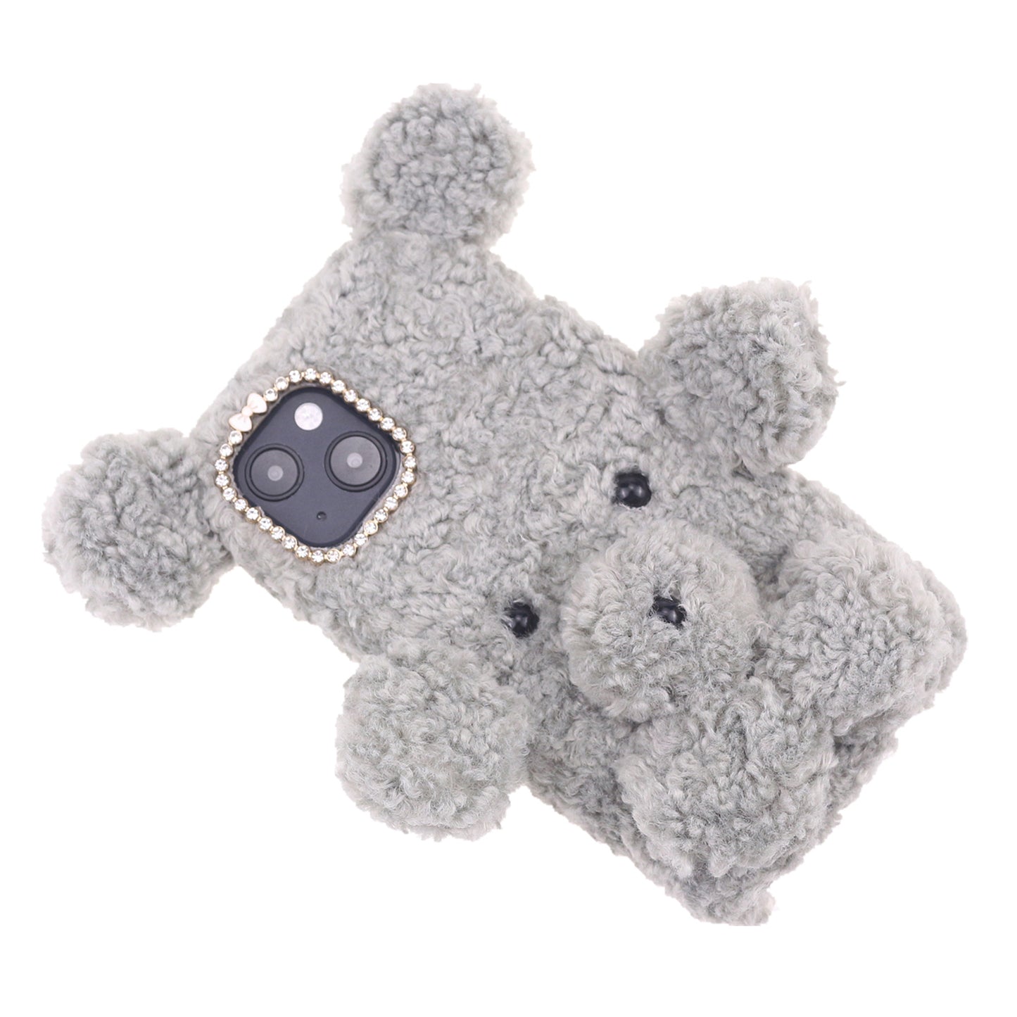 3D Furry Bear Plush Doll Anti-fall TPU Phone Case Shell for iPhone 13 6.1 inch