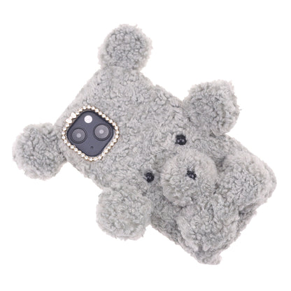 3D Furry Bear Plush Doll Anti-fall TPU Phone Case Shell for iPhone 13 6.1 inch
