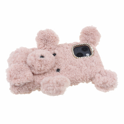 3D Furry Bear Plush Doll Anti-fall TPU Phone Case Shell for iPhone 13 6.1 inch