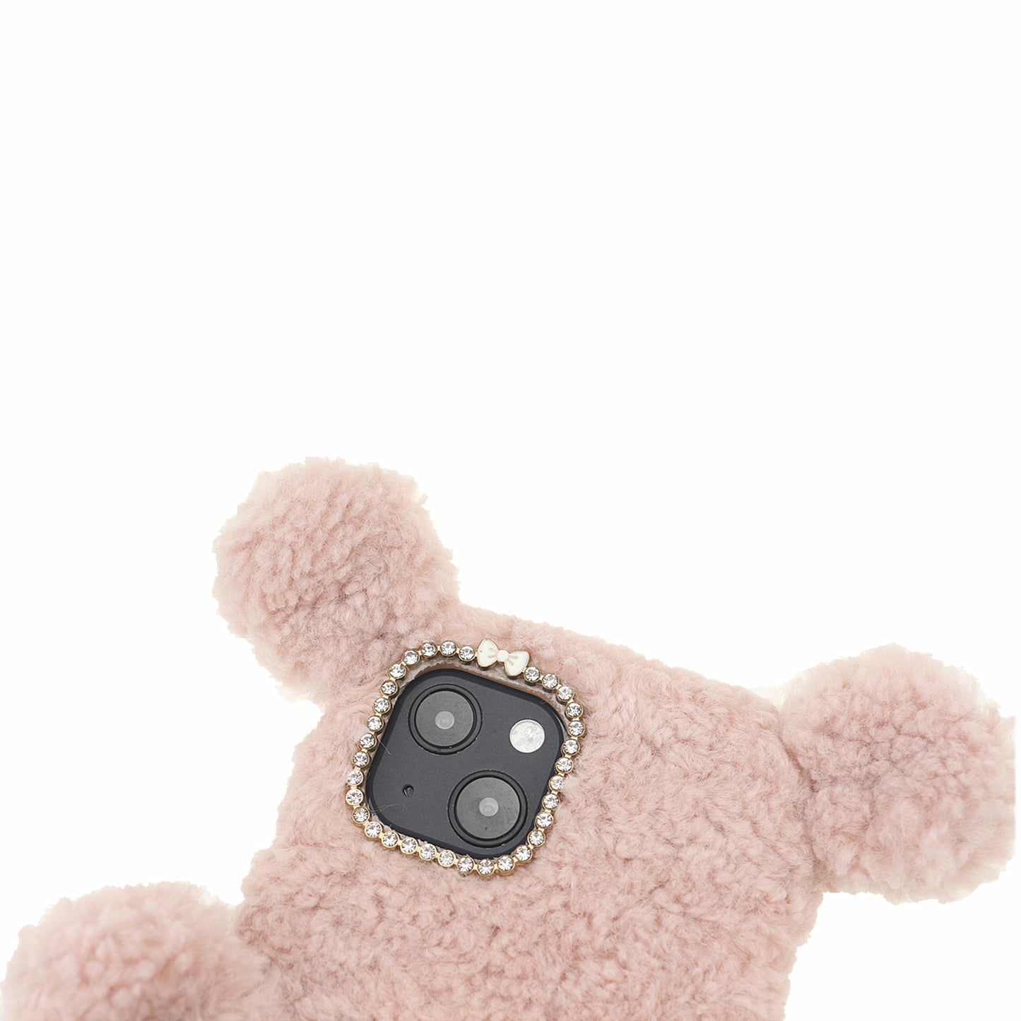 3D Furry Bear Plush Doll Anti-fall TPU Phone Case Shell for iPhone 13 6.1 inch