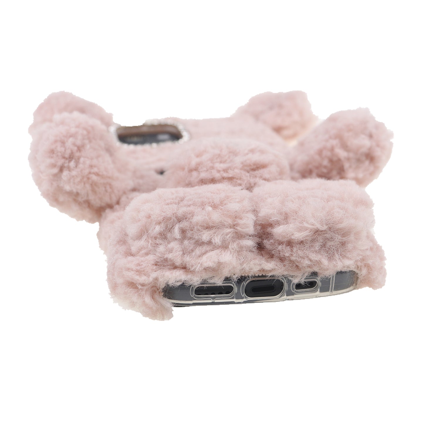 3D Furry Bear Plush Doll Anti-fall TPU Phone Case Shell for iPhone 13 6.1 inch