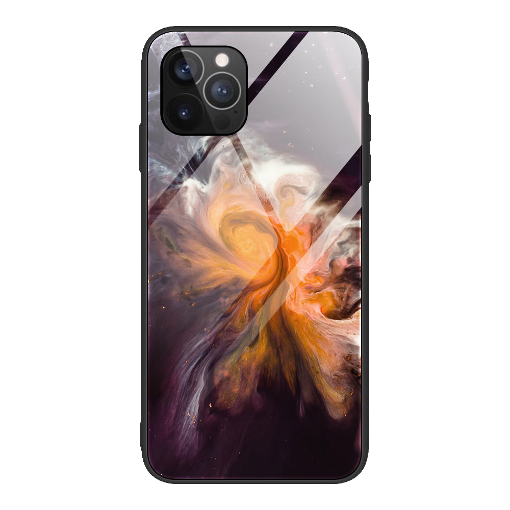 Marble Pattern Glass + TPU Phone Back Cover Case for iPhone 13 Pro Max 6.7 inch