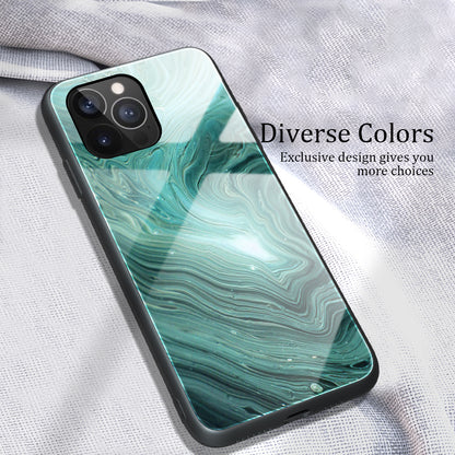 Marble Pattern Glass + TPU Phone Back Cover Case for iPhone 13 Pro Max 6.7 inch