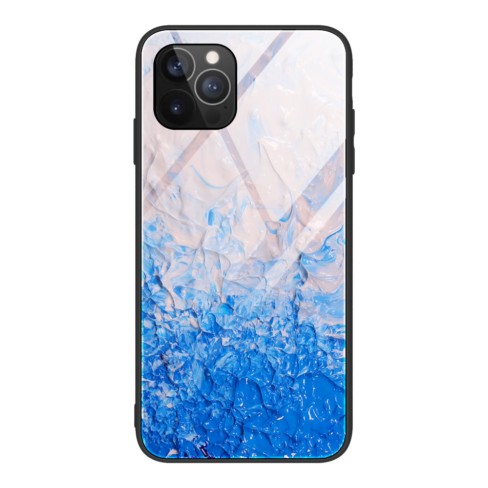 Marble Pattern Glass + TPU Phone Back Cover Case for iPhone 13 Pro Max 6.7 inch