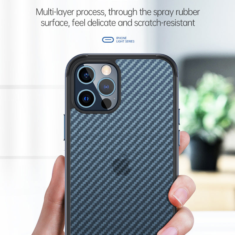 SULADA Anti-fall Carbon Fiber Texture Hybrid Cover Cellphone Back Case for iPhone 13 Pro Max 6.7 inch