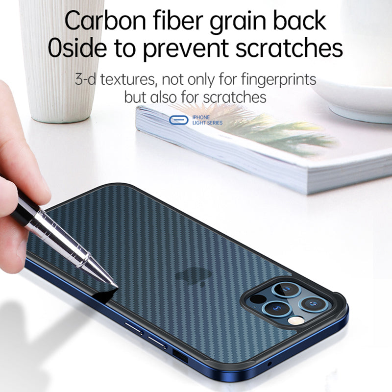 SULADA Anti-fall Carbon Fiber Texture Hybrid Cover Cellphone Back Case for iPhone 13 Pro Max 6.7 inch