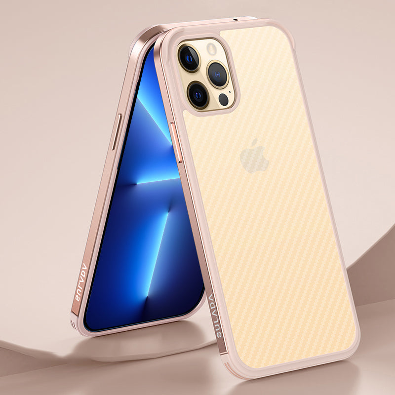 SULADA Anti-fall Carbon Fiber Texture Hybrid Cover Cellphone Back Case for iPhone 13 Pro Max 6.7 inch