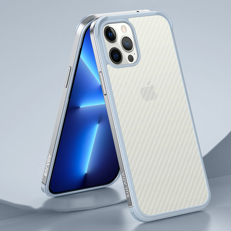 SULADA Anti-fall Carbon Fiber Texture Hybrid Cover Cellphone Back Case for iPhone 13 Pro Max 6.7 inch