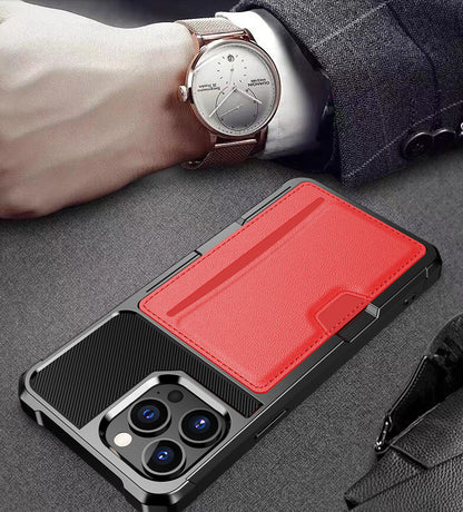ZM02 Card Slot Design PU Leather Coated Hybrid Cover Phone Case Protector for iPhone 13 Pro Max 6.7 inch