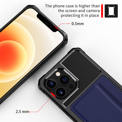 ZM02 Card Slot Design PU Leather Coated Hybrid Cover Phone Case Protector for iPhone 13 Pro Max 6.7 inch