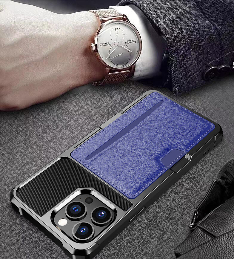 ZM02 Card Slot Design PU Leather Coated Hybrid Cover Phone Case Protector for iPhone 13 Pro Max 6.7 inch