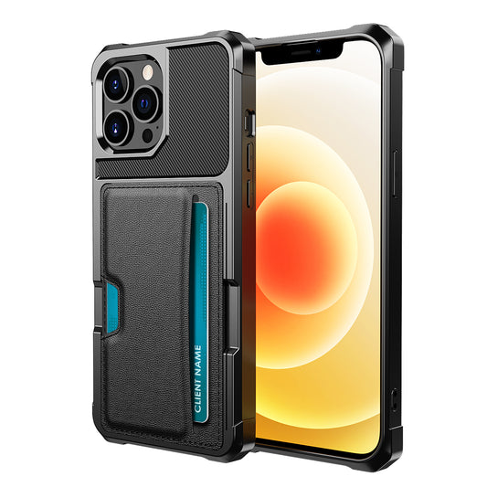 ZM02 Card Slot Design PU Leather Coated Hybrid Cover Phone Case Protector for iPhone 13 Pro Max 6.7 inch