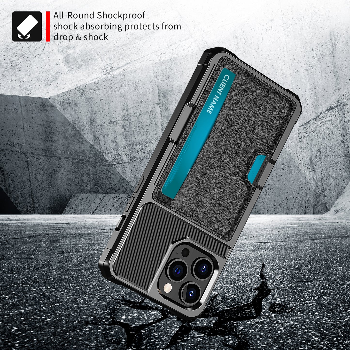 ZM02 Card Slot Design PU Leather Coated Hybrid Cover Phone Case Protector for iPhone 13 Pro Max 6.7 inch