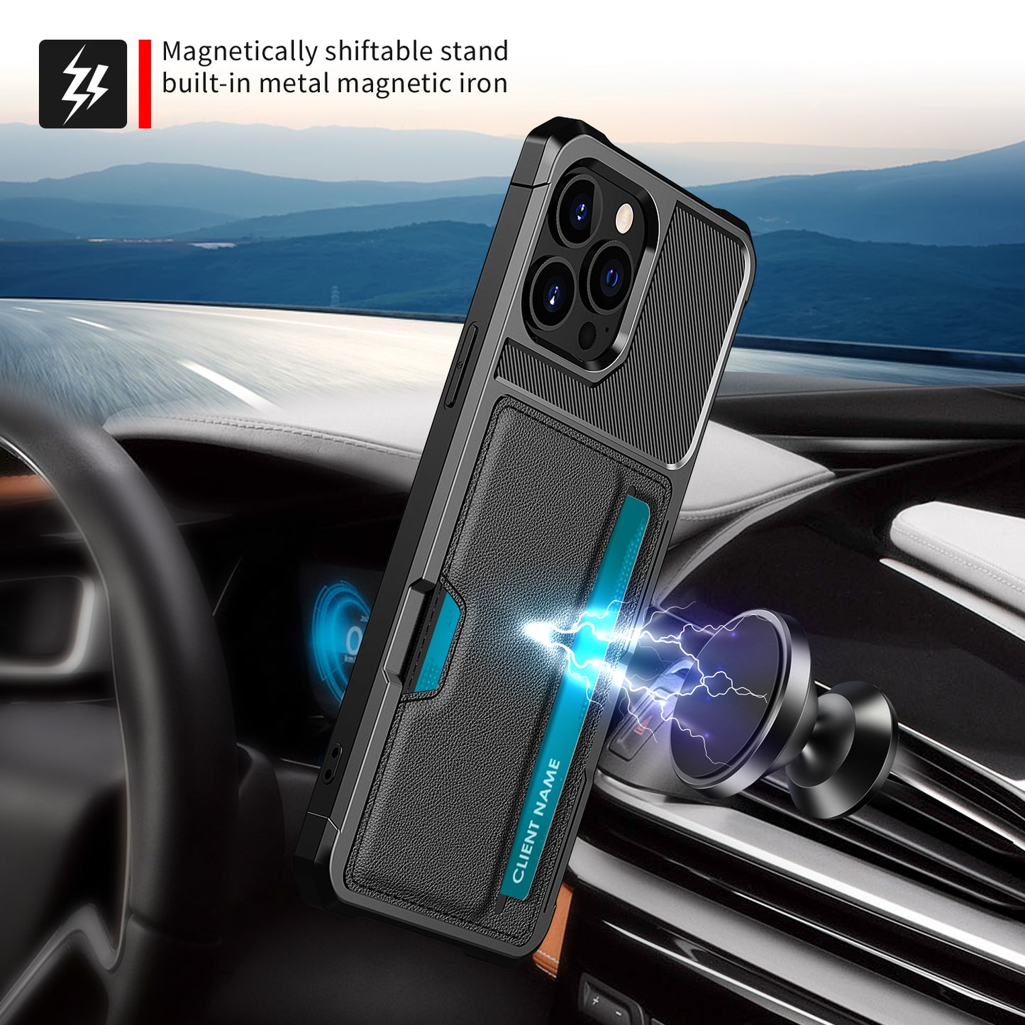 ZM02 Card Slot Design PU Leather Coated Hybrid Cover Phone Case Protector for iPhone 13 Pro Max 6.7 inch
