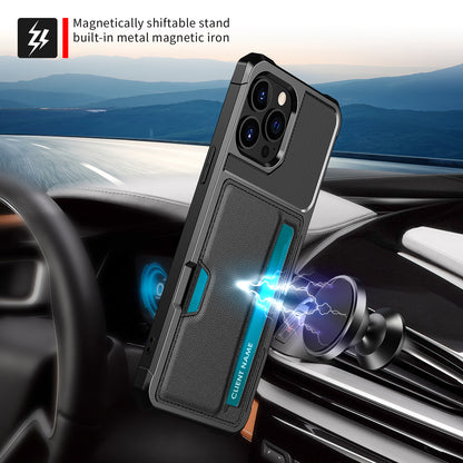 ZM02 Card Slot Design PU Leather Coated Hybrid Cover Phone Case Protector for iPhone 13 Pro Max 6.7 inch