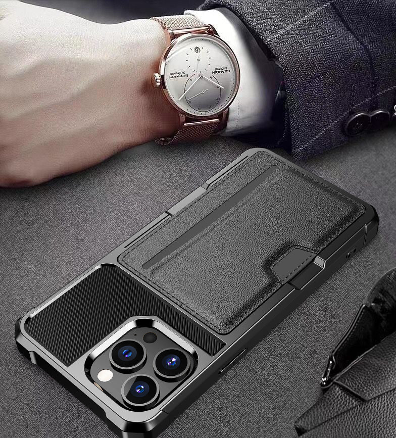 ZM02 Card Slot Design PU Leather Coated Hybrid Cover Phone Case Protector for iPhone 13 Pro Max 6.7 inch