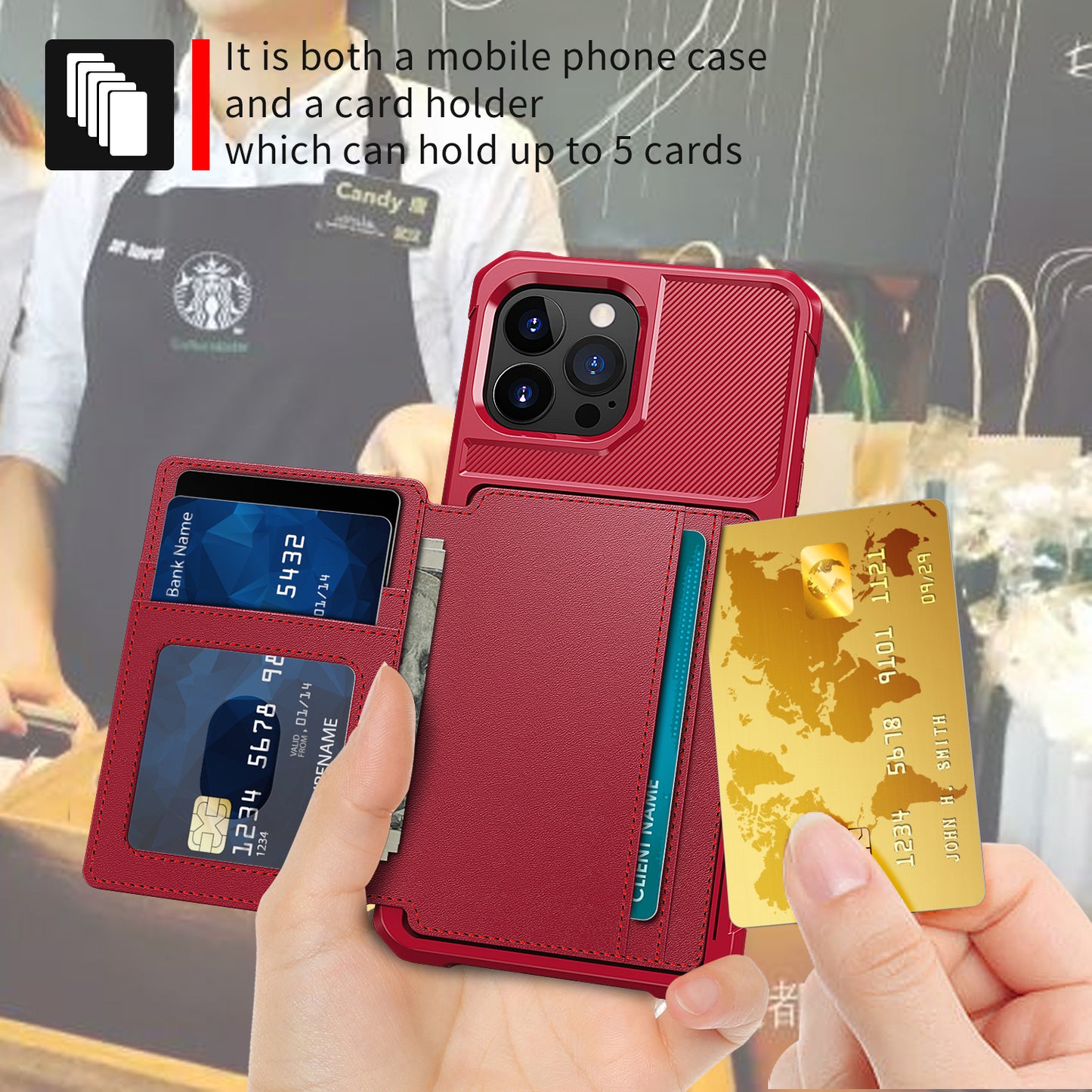 ZM03 All-Round Protection TPU Phone Case + PU Leather Wallet with Magnetic Metal Sheet for iPhone 13 Pro 6.1 inch