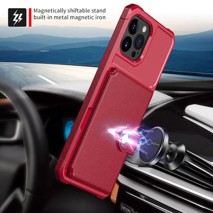 ZM03 All-Round Protection TPU Phone Case + PU Leather Wallet with Magnetic Metal Sheet for iPhone 13 Pro 6.1 inch