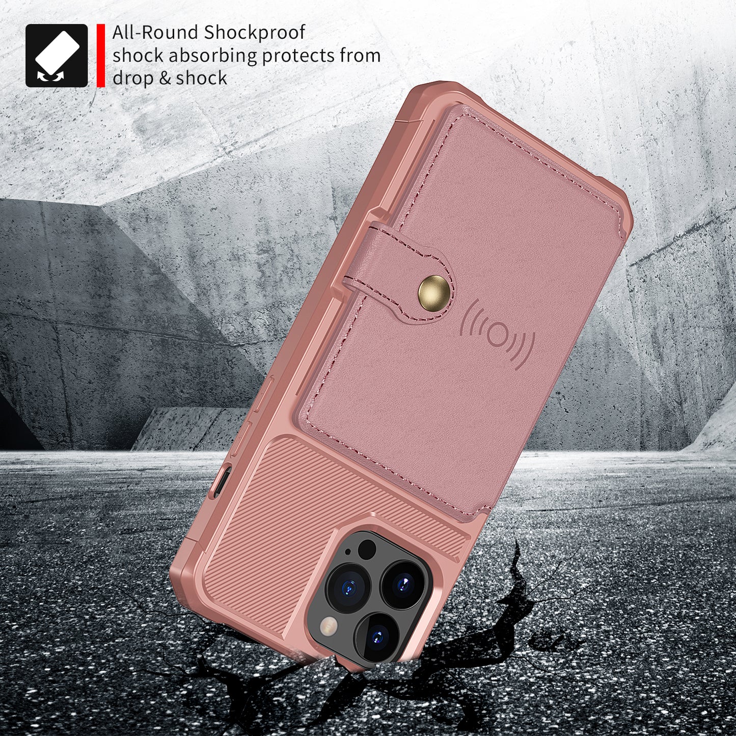 ZM03 All-Round Protection TPU Phone Case + PU Leather Wallet with Magnetic Metal Sheet for iPhone 13 Pro 6.1 inch