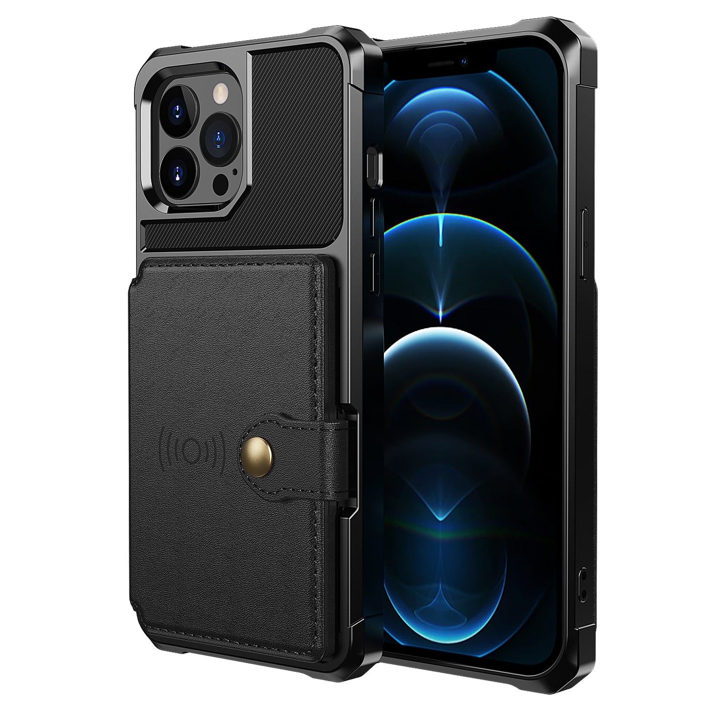 ZM03 All-Round Protection TPU Phone Case + PU Leather Wallet with Magnetic Metal Sheet for iPhone 13 Pro 6.1 inch
