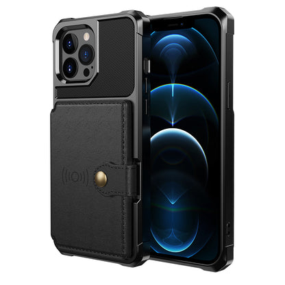 ZM03 All-Round Protection TPU Phone Case + PU Leather Wallet with Magnetic Metal Sheet for iPhone 13 Pro 6.1 inch