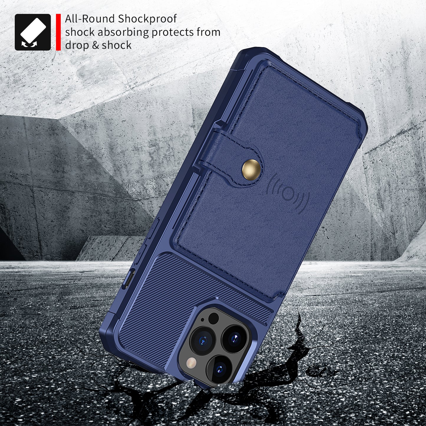 ZM03 All-Round Protection TPU Phone Case + PU Leather Wallet with Magnetic Metal Sheet for iPhone 13 Pro 6.1 inch