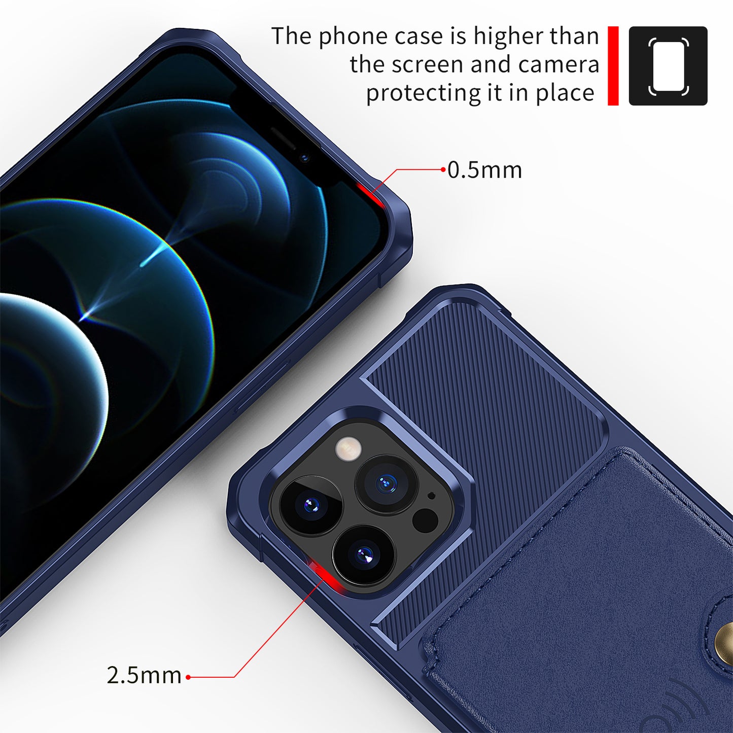 ZM03 All-Round Protection TPU Phone Case + PU Leather Wallet with Magnetic Metal Sheet for iPhone 13 Pro 6.1 inch