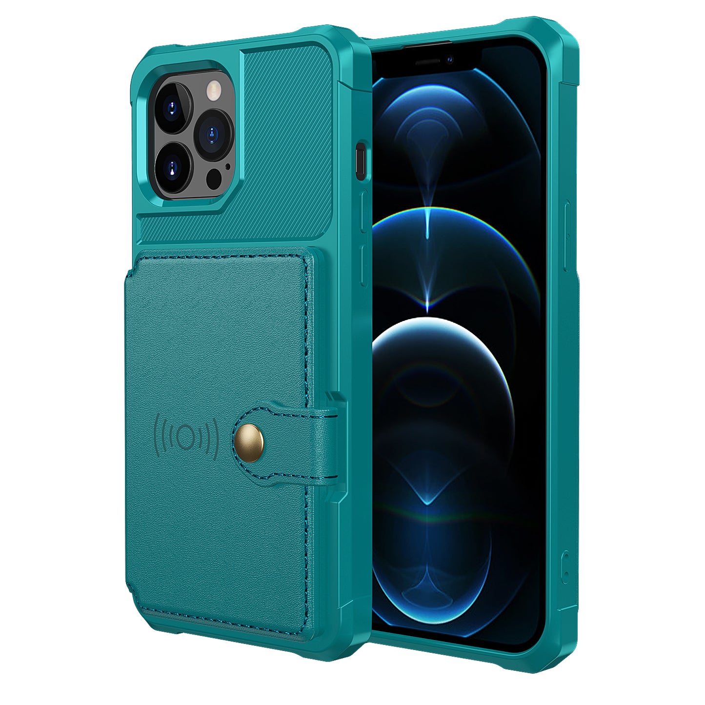 ZM03 All-Round Protection TPU Phone Case + PU Leather Wallet with Magnetic Metal Sheet for iPhone 13 Pro 6.1 inch