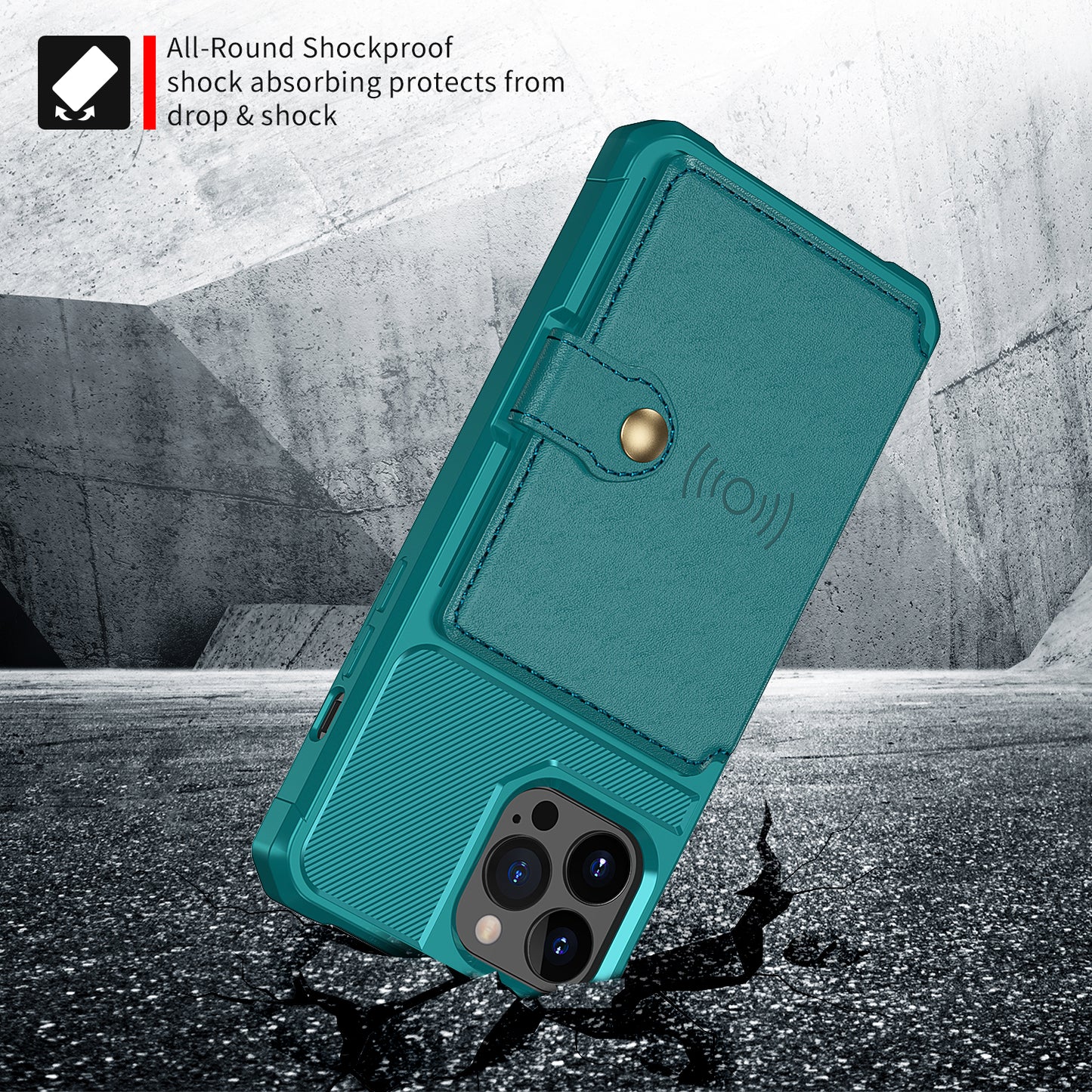 ZM03 All-Round Protection TPU Phone Case + PU Leather Wallet with Magnetic Metal Sheet for iPhone 13 Pro 6.1 inch