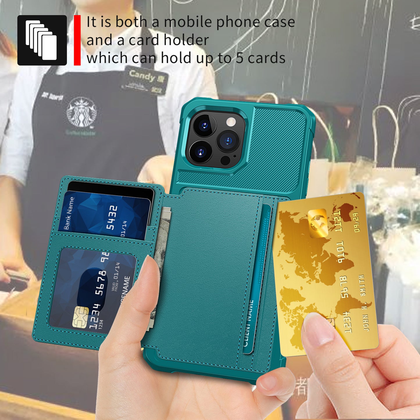 ZM03 All-Round Protection TPU Phone Case + PU Leather Wallet with Magnetic Metal Sheet for iPhone 13 Pro 6.1 inch
