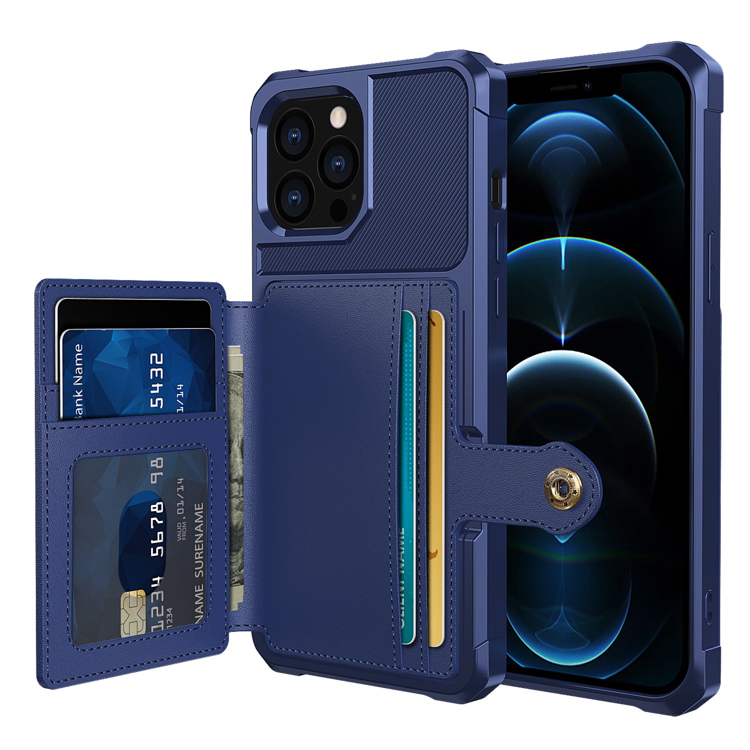 ZM03 TPU Phone Case + PU Leather Wallet with Magnetic Metal Sheet for iPhone 13 Pro Max 6.7 inch