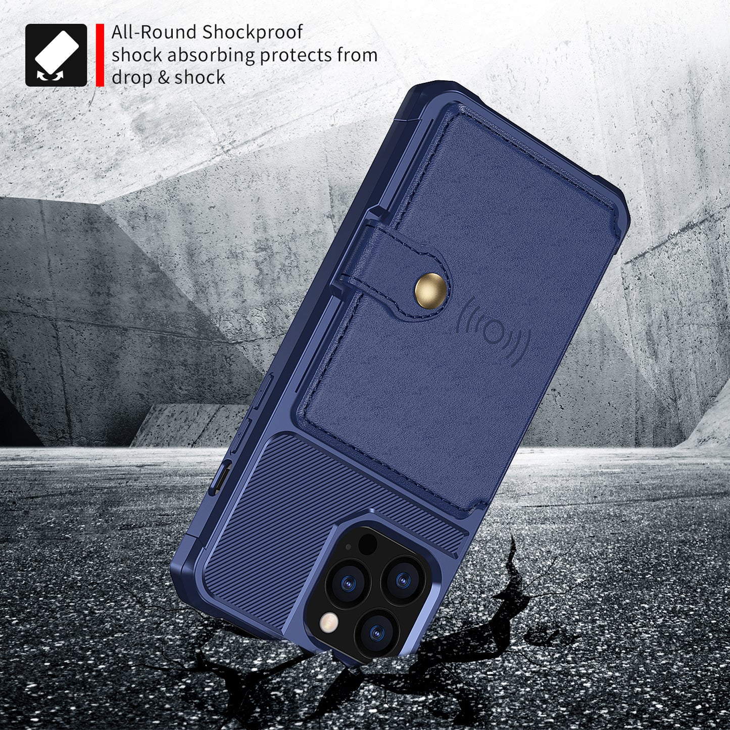 ZM03 TPU Phone Case + PU Leather Wallet with Magnetic Metal Sheet for iPhone 13 Pro Max 6.7 inch