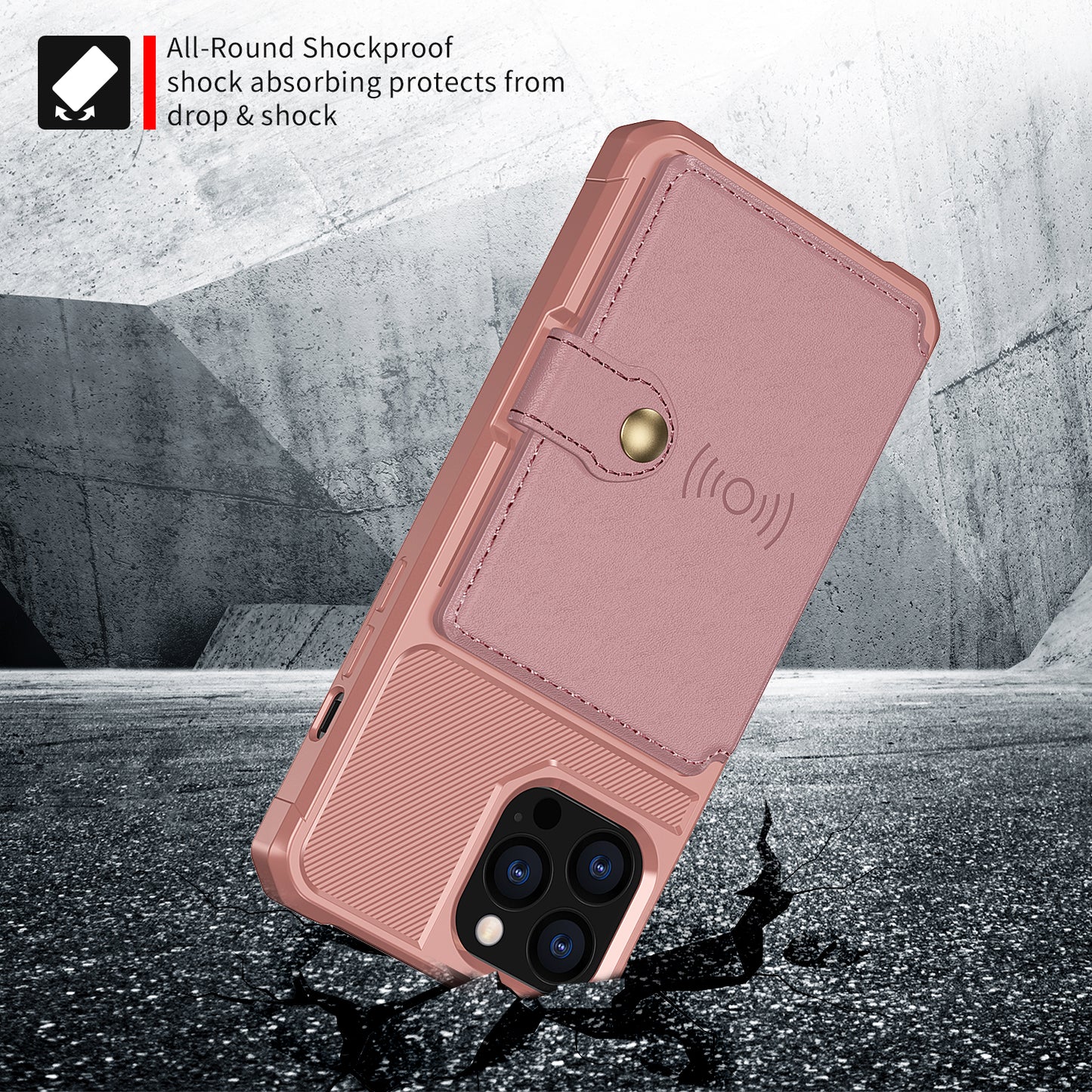 ZM03 TPU Phone Case + PU Leather Wallet with Magnetic Metal Sheet for iPhone 13 Pro Max 6.7 inch