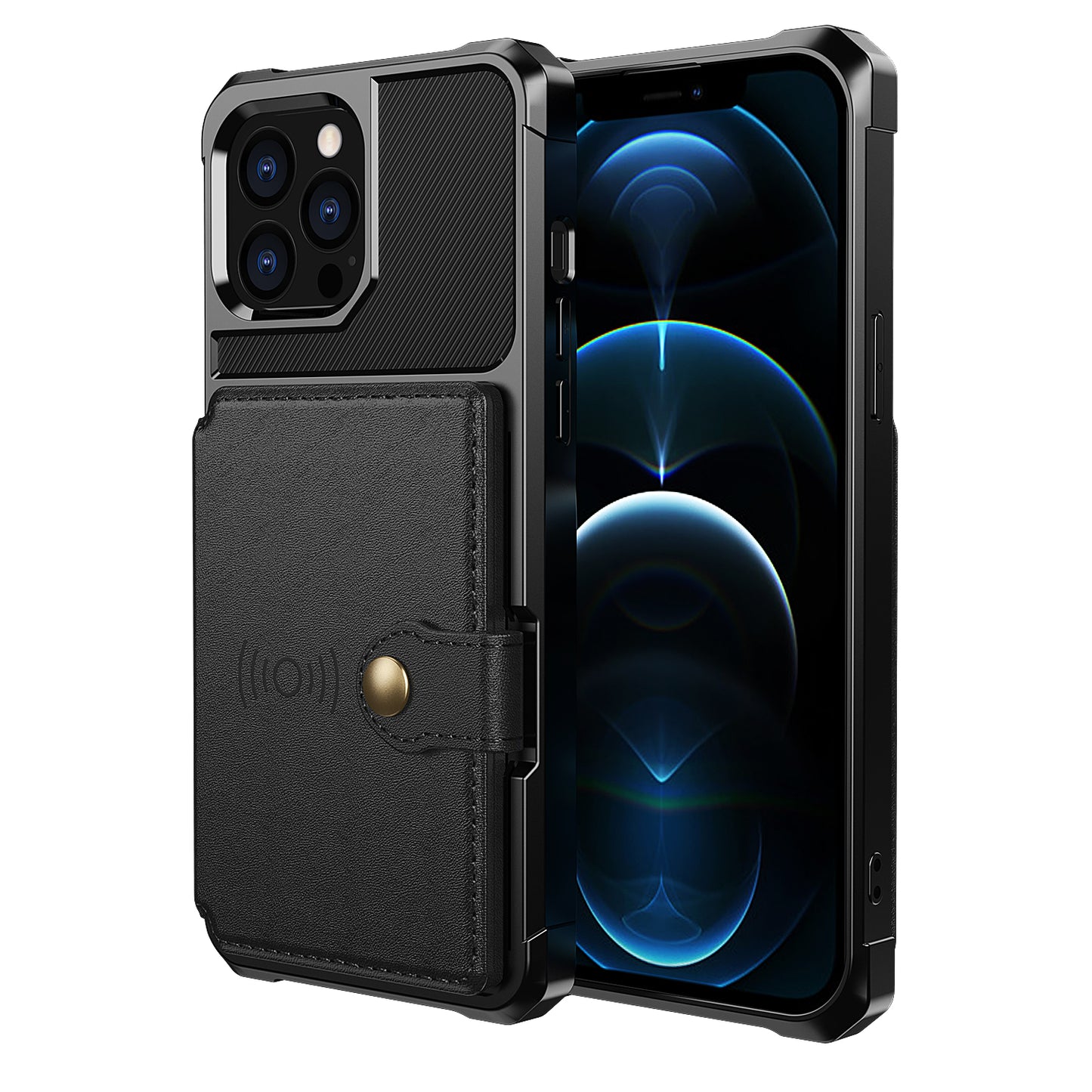 ZM03 TPU Phone Case + PU Leather Wallet with Magnetic Metal Sheet for iPhone 13 Pro Max 6.7 inch