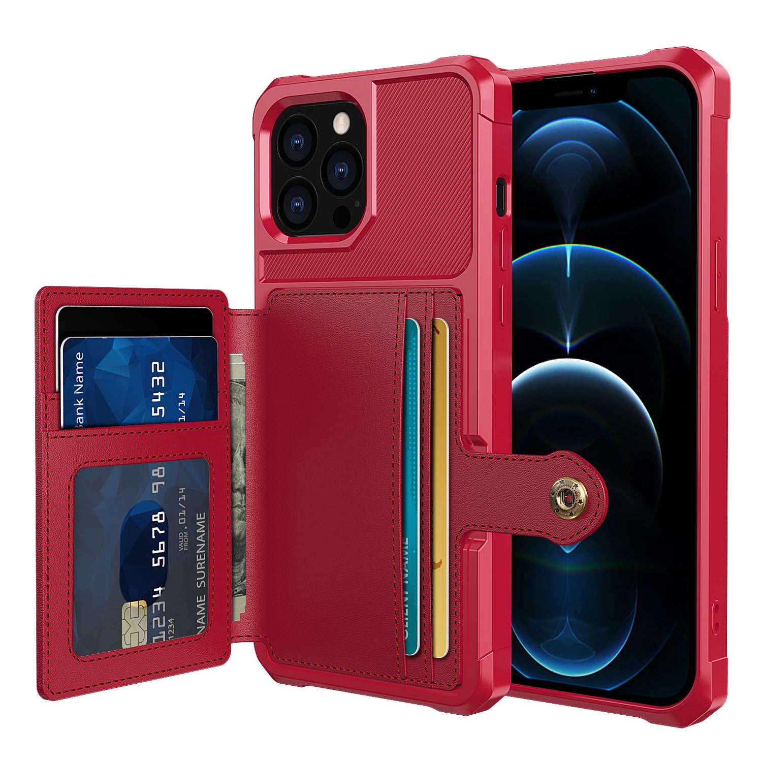 ZM03 TPU Phone Case + PU Leather Wallet with Magnetic Metal Sheet for iPhone 13 Pro Max 6.7 inch